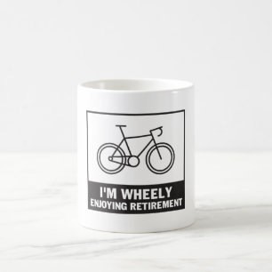 Ik ben heel blij met de pensionering Funny Bicycle Koffiemok