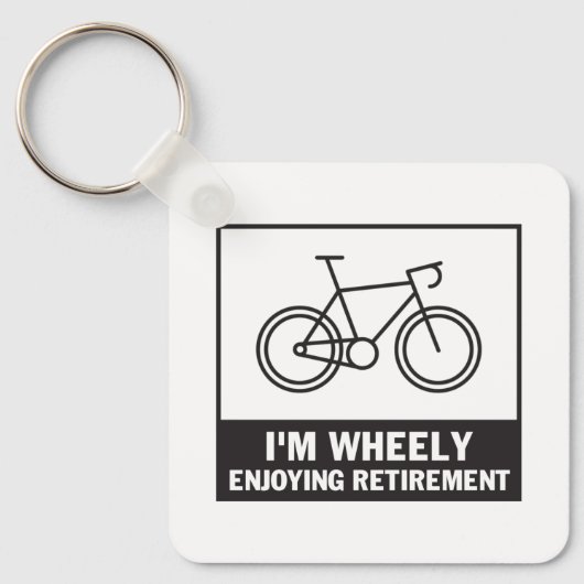 Ik ben heel blij met de pensionering Funny Bicycle Sleutelhanger (Voorkant)