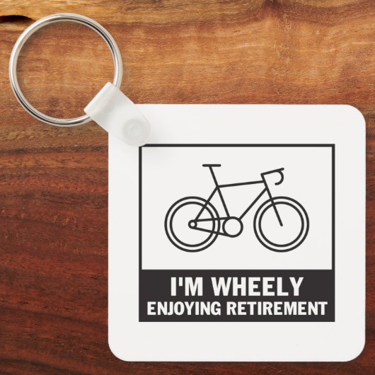 Ik ben heel blij met de pensionering Funny Bicycle Sleutelhanger (Voorkant)