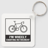 Ik ben heel blij met de pensionering Funny Bicycle Sleutelhanger (Achterkant)