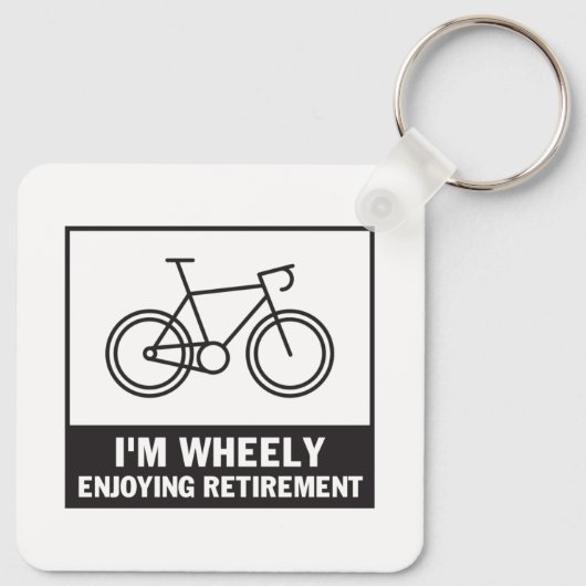 Ik ben heel blij met de pensionering Funny Bicycle Sleutelhanger (Achterkant)
