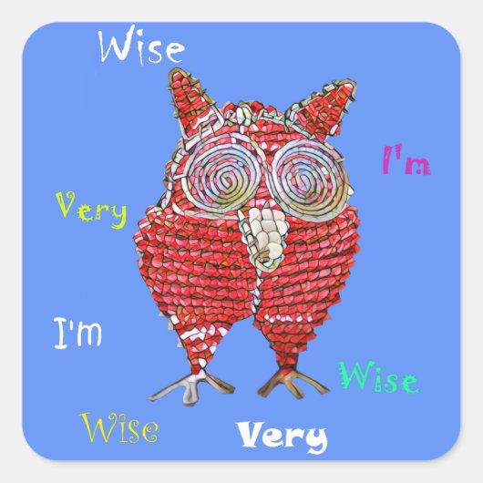 Ik ben heel wijs Funky Red Owl Sticker (Voorkant)