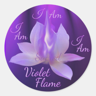 Ik Ben Heilige Paarse Vlam Met Lotus Ronde Sticker