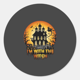 Ik ben Heks Heeft Angst voor Huis Volle Maan Pompo Ronde Sticker
