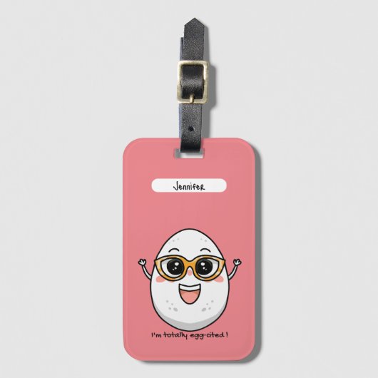 Ik ben helemaal Ei-geciteerd vrolijk ei dragen bri Bagagelabel (Voorkant (verticaal))