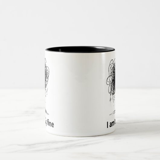 Ik ben helemaal in orde, grappige schattige psychi tweekleurige koffiemok (Center)