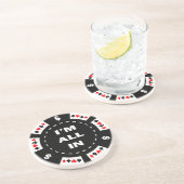 Ik ben helemaal in Poker Chip Zandsteen Onderzetter (Zijkant)
