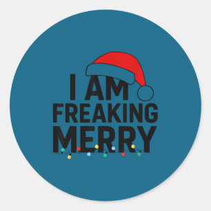 Ik ben helemaal vrolijk met Santa-hoed Grafisch Gr Ronde Sticker