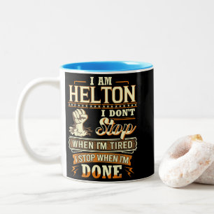 Ik ben Helton. Ik stop niet als ik moe ben Tweekleurige Koffiemok