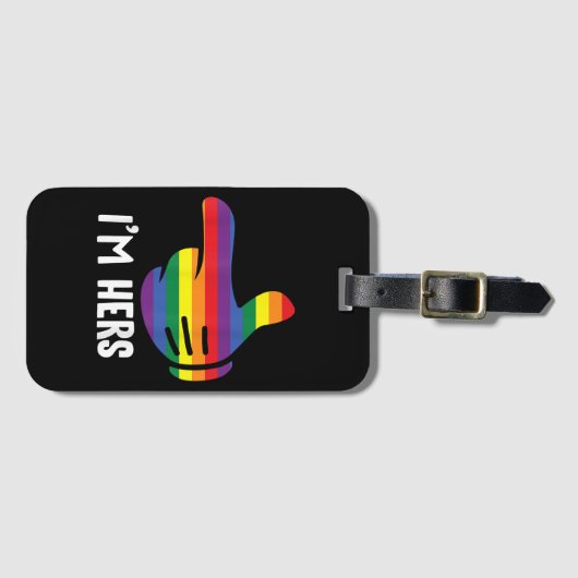 Ik ben Hers Rainbow Lesbian Couple Funny LGBT Prid Bagagelabel (Voorkant (horizontaal))
