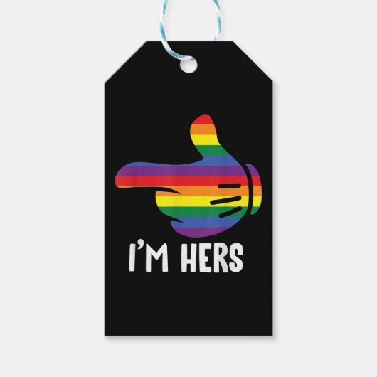 Ik ben Hers Rainbow Lesbian Couple Funny LGBT Prid Cadeaulabel (Voorkant)