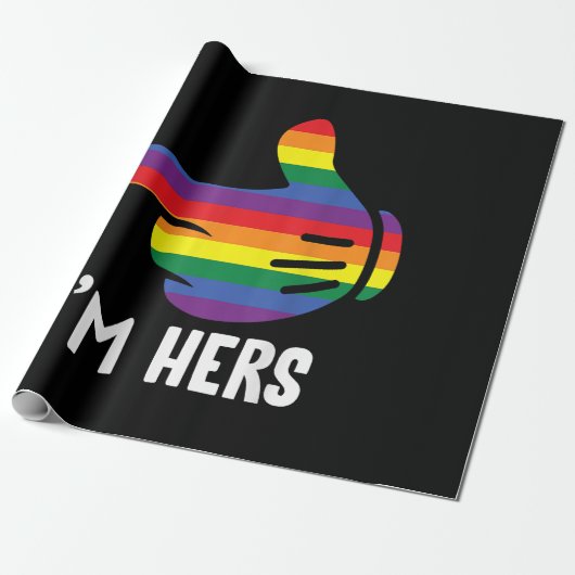 Ik ben Hers Rainbow Lesbian Couple Funny LGBT Prid Cadeaupapier (Uitgerold)