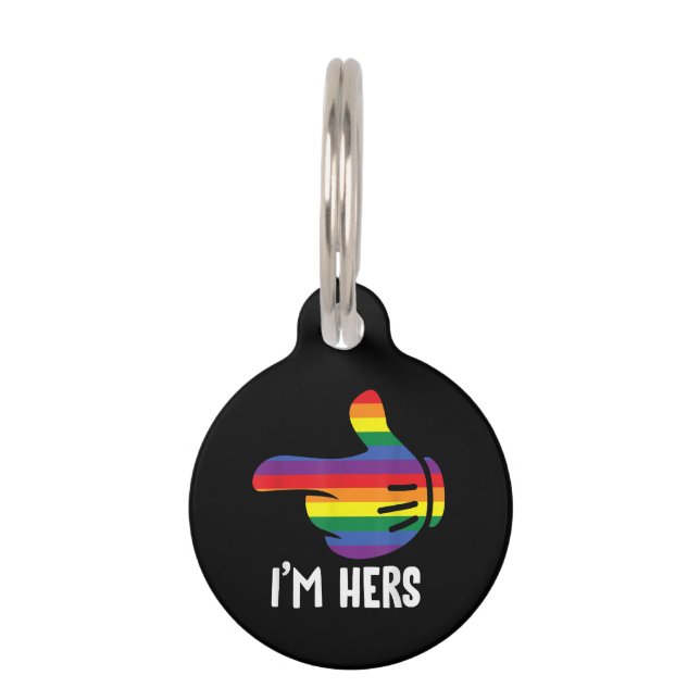 Ik ben Hers Rainbow Lesbian Couple Funny LGBT Prid Huisdierpenning (Voorkant)