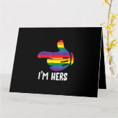 Ik ben Hers Rainbow Lesbian Couple Funny LGBT Prid Kaart (Gele Bloem)