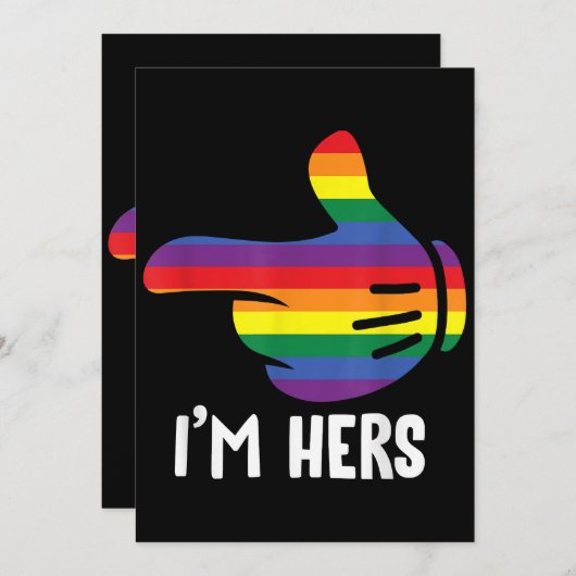 Ik ben Hers Rainbow Lesbian Couple Funny LGBT Prid Kaart (Voorkant / Achterkant)