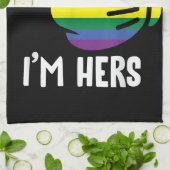 Ik ben Hers Rainbow Lesbian Couple Funny LGBT Prid Theedoek (Gevouwen)