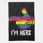 Ik ben Hers Rainbow Lesbian Couple Funny LGBT Prid Theedoek (Verticaal)