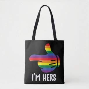Ik ben Hers Rainbow Lesbian Couple Funny LGBT Prid Tote Bag