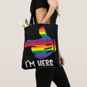 Ik ben Hers Rainbow Lesbian Couple Funny LGBT Prid Tote Bag (Dichtbij)