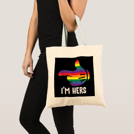 Ik ben Hers Rainbow Lesbian Couple Funny LGBT Prid Tote Bag (Voorkant (product))