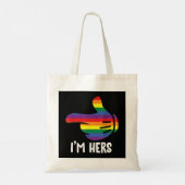 Ik ben Hers Rainbow Lesbian Couple Funny LGBT Prid Tote Bag (Achterkant)