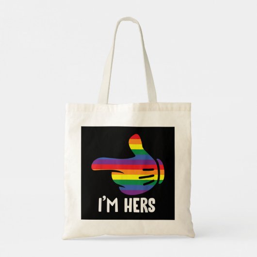 Ik ben Hers Rainbow Lesbian Couple Funny LGBT Prid Tote Bag (Achterkant)
