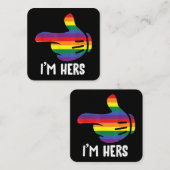 Ik ben Hers Rainbow Lesbian Couple Funny LGBT Prid Vierkante Visitekaartje (Voorkant / Achterkant)
