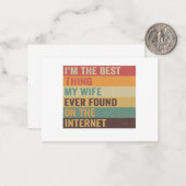 Ik ben het beste wat mijn vrouw ooit gevonden heef notitiekaartje (Voorkant / Achterkant in situ)