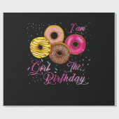Ik ben het Birthday Girl Donut Birthday Party Them Cadeaupapier (Vlak)