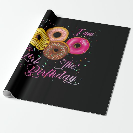 Ik ben het Birthday Girl Donut Birthday Party Them Cadeaupapier (Uitgerold)