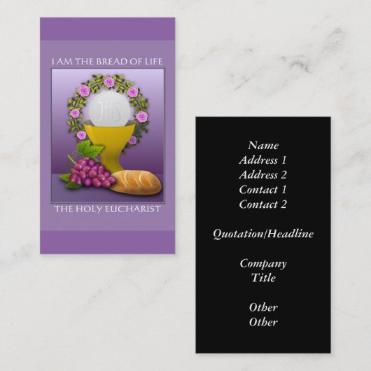 Ik ben het brood van het leven - Heilige Eucharist Visitekaartje (Voorkant / Achterkant)