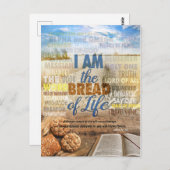 Ik ben het brood van het leven, zei Jezus in John  Briefkaart (Voorkant / Achterkant)