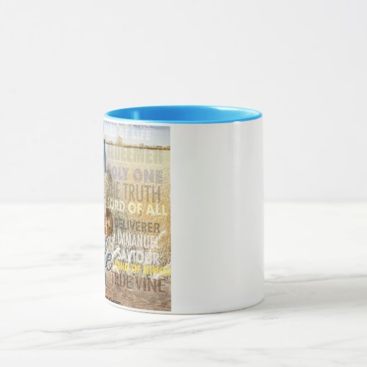 Ik ben het brood van het leven, zei Jezus. Mok (Midden)