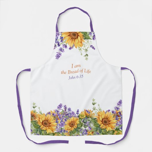 Ik ben het brood van het leven zonnebloemen schort (Voorkant)