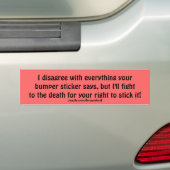 Ik ben het daar niet mee eens. Bumpersticker (Op auto)