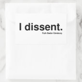 Ik ben het daar niet mee eens. Ruth Bader Ginsburg Rechthoekige Sticker (Tas)