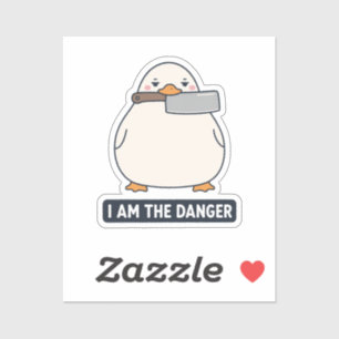 IK BEN HET GEVAAR Eend Cleaver Mes Meme Sticker