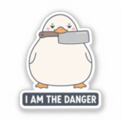IK BEN HET GEVAAR Eend Cleaver Mes Meme Sticker (Voorkant)