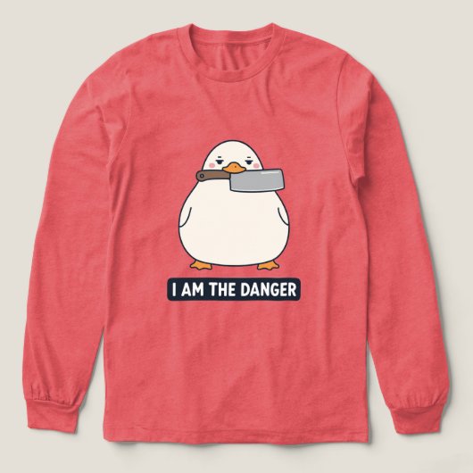 IK BEN HET GEVAAR Eend Cleaver Mes Meme Tri-Blend Shirt (Voorkant)