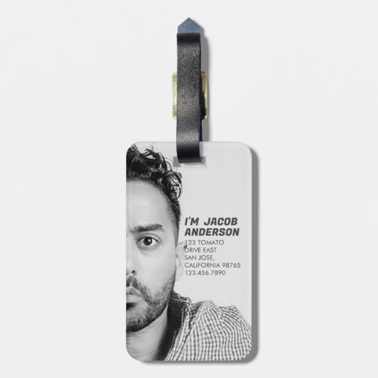 Ik ben het! | Grappige zwart-wit gezicht foto Bagagelabel (Achterkant verticaal)