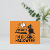 Ik ben het graven Halloween pompoen gezicht tracto Briefkaart (Staand voorkant)