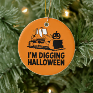 Ik ben het graven Halloween pompoen gezicht tracto Keramisch Ornament