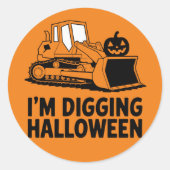 Ik ben het graven Halloween pompoen gezicht tracto Ronde Sticker (Voorkant)