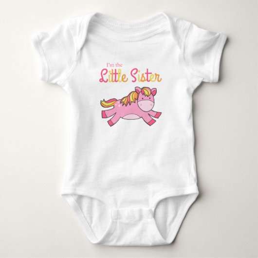 Ik ben het kleine zusje - Schattigee roze Pony Romper (Voorkant)