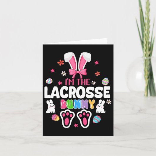 Ik ben het Lacrosse Bunny Easter Bunny Bow Stropda Kaart (Voorkant)