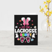 Ik ben het Lacrosse Bunny Easter Bunny Bow Stropda Kaart (Gele Bloem)