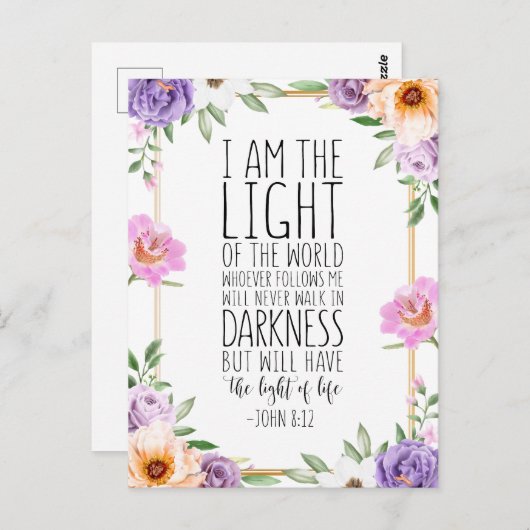 Ik ben het licht van de wereld, John 8:12 Briefkaart (Voorkant / Achterkant)