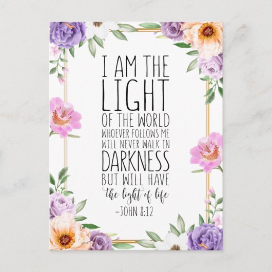 Ik ben het licht van de wereld, John 8:12 Briefkaart (Voorkant)