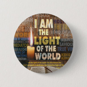 Ik ben het Licht van de Wereld - John 8:12 Ronde Button 5,7 Cm