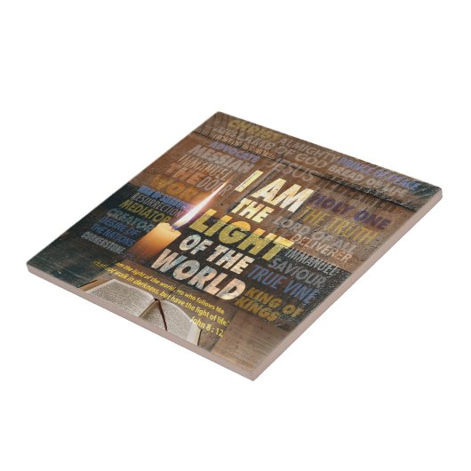 Ik ben het Licht van de Wereld - John 8:12 Tegeltje (Zijkant)
